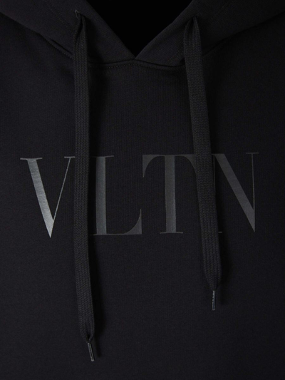 Shop Valentino Printed Logo Hoodie In Gris Carbó