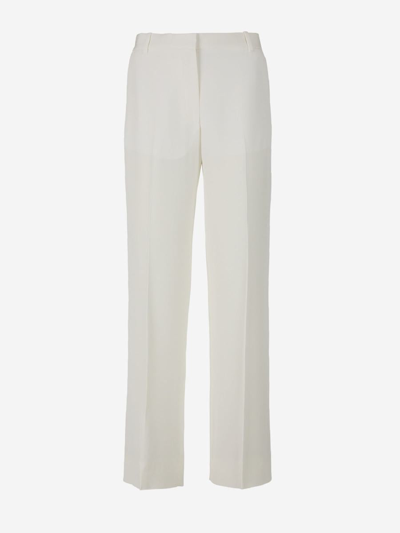 Shop Victoria Beckham Viscose Straight Pants In White