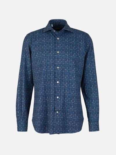 Shop Vincenzo Di Ruggiero Printed Cotton Shirt In Blau Marí