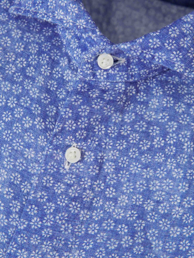 Shop Vincenzo Di Ruggiero Floral Cotton Shirt In Blue And White