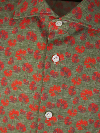 Shop Vincenzo Di Ruggiero Printed Cotton Shirt In Verd Fosc