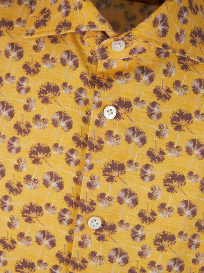 Shop Vincenzo Di Ruggiero Printed Cotton Shirt In Mostassa