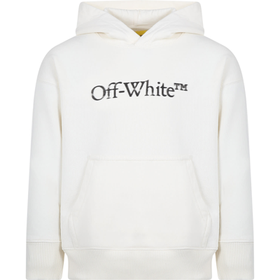 Shop Off-white White Sweatshirt For Kids With Logo In Bianco