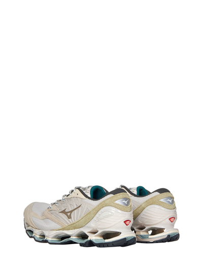 Shop Mizuno Wave Prophecy Ls Sneakers In Silver Cloud/white Sand/cedar