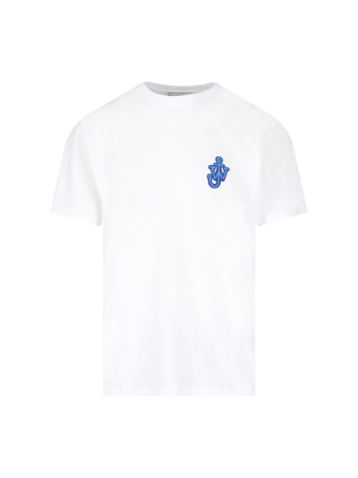 Shop Jw Anderson Crew-neck Logo T-shirt In White
