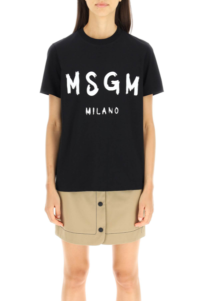 Shop Msgm T-shirt With Brushed Logo
