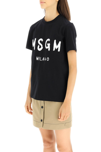 Shop Msgm T-shirt With Brushed Logo