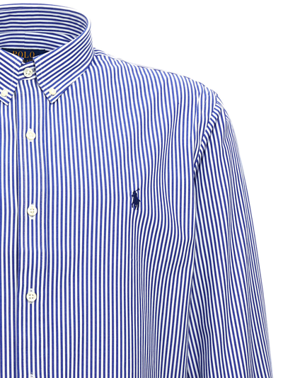 Shop Polo Ralph Lauren Sport Shirt In Blue/white Bengal Stripe