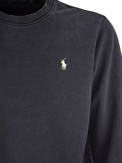 Shop Polo Ralph Lauren Cotton Loopback Sweatshirt  In Black