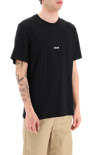 Shop Msgm Crewneck T-shirt Featuring Micro Logo Print