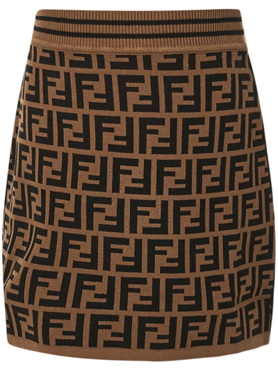 Shop Fendi Skirt In Marrone