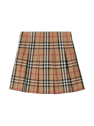 Shop Burberry Beige Cotton Skirt In Archive Beige