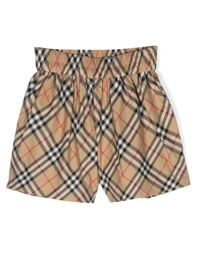 Shop Burberry Vintage Check-pattern Cotton Shorts In Beige