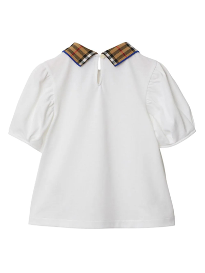 Shop Burberry White Cotton Polo Shirt In Bianco