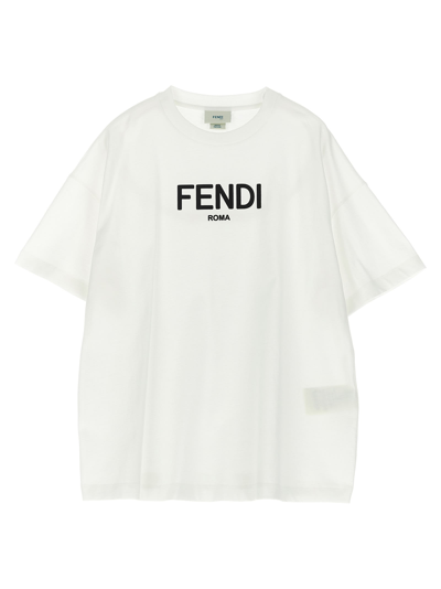 Shop Fendi Logo T-shirt In Bianco