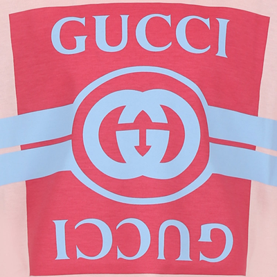 Shop Gucci Pink T-shirt For Girl With Double G In Rosa