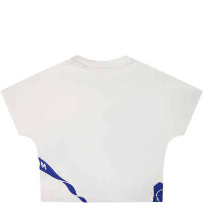 Shop Burberry White T-shirt For Baby Girl With Print In Bianco
