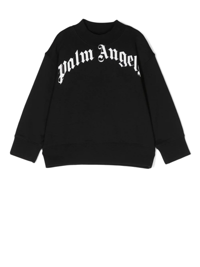 Shop Palm Angels Black Cotton Sweatshirt In Black White