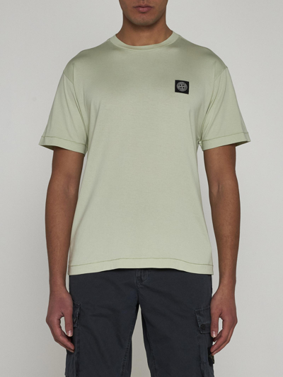 Shop Stone Island Logo-patch Cotton T-shirt In Green