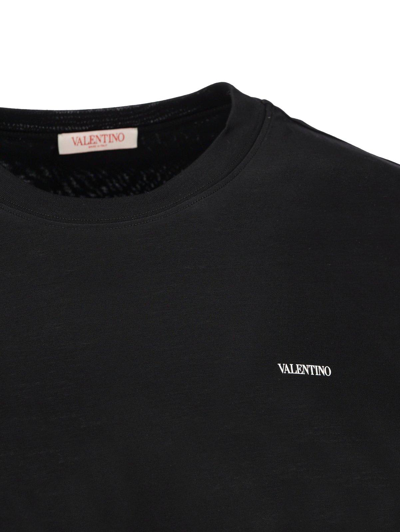 Shop Valentino Logo Printed Crewneck T-shirt In Nero
