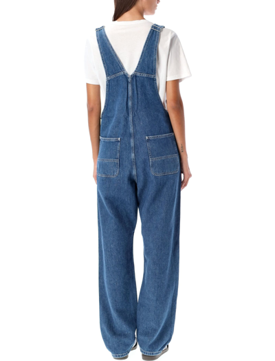 Shop Carhartt W Bib Overall Straight Salopette In Blue Stone Washed