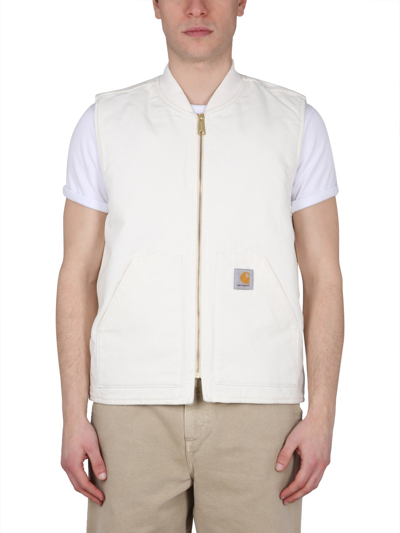 Shop Carhartt Vest With Logo Patch In Yellow Cream