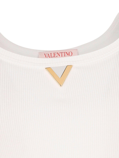 Shop Valentino Vgold Ribbed Sleeveless Tank Top In Bianco