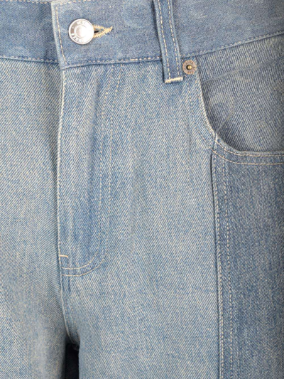 Shop Marine Serre Wide Leg Patchwork Jeans In Denim