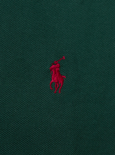Shop Polo Ralph Lauren Green T-shirt With Short Sleeves And Embroidered Logo In Cotton Man In Verde