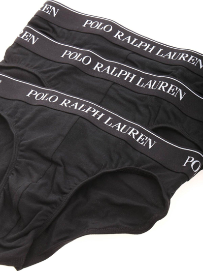 Shop Polo Ralph Lauren Logo Band Three-pack Briefs In Nero