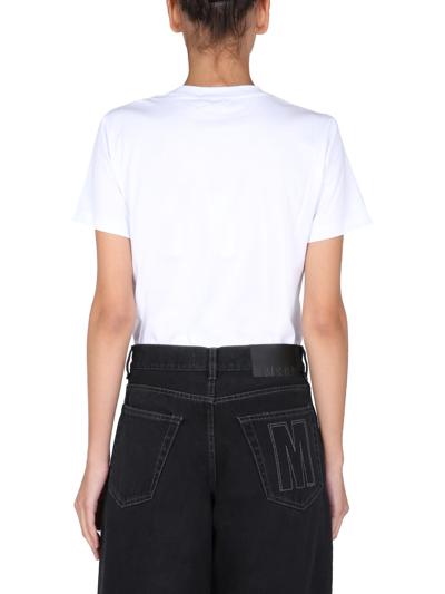 Shop Msgm T-shirt With Logo In Bianco