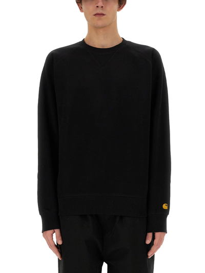 Shop Carhartt Sweatshirt With Logo In Black/gold