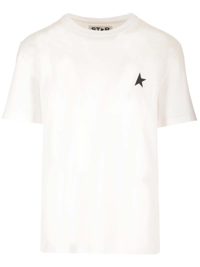 Shop Golden Goose T-shirt With Mini Black Star In White/black