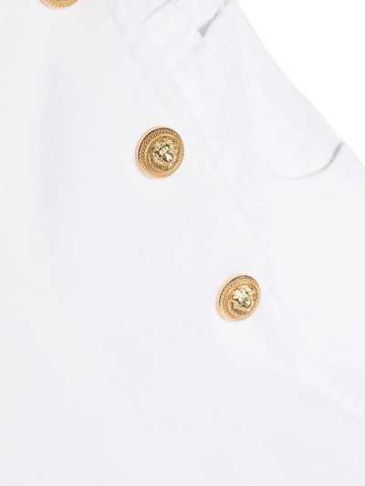 Shop Balmain Shorts Denim In White/gold
