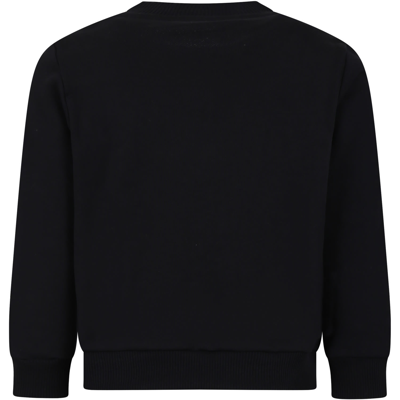 Shop Balmain Black Sweatshirt For Girl With Logo In Black/white