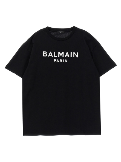 Shop Balmain Logo T-shirt In Black/white