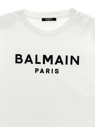Shop Balmain Logo T-shirt In White/black