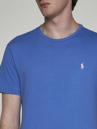 Shop Polo Ralph Lauren Logo Cotton T-shirt In New England Blue