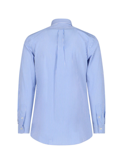 Shop Polo Ralph Lauren Logo Striped Shirt In Blue/white