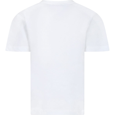 Shop Msgm White T-shirt For Kids With Logo In Bianco