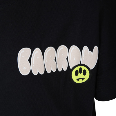 Shop Barrow Black T-shirt For Kids With Logo And Bear In Nero