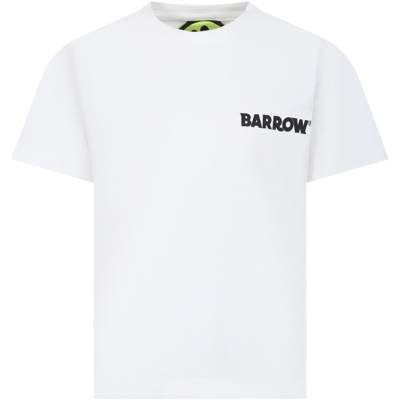 Shop Barrow T-shirt Bianca Per Bambini Con Smile E Logo In Off White