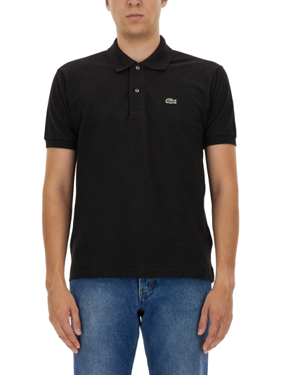 Shop Lacoste Polo With Logo  In Black