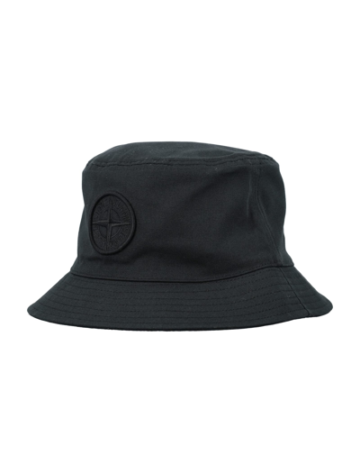 Shop Stone Island Logo Bucket Hat In Nero