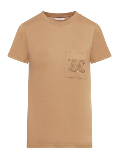 Shop Max Mara Crewneck Short-sleeved T-shirt In Cammello