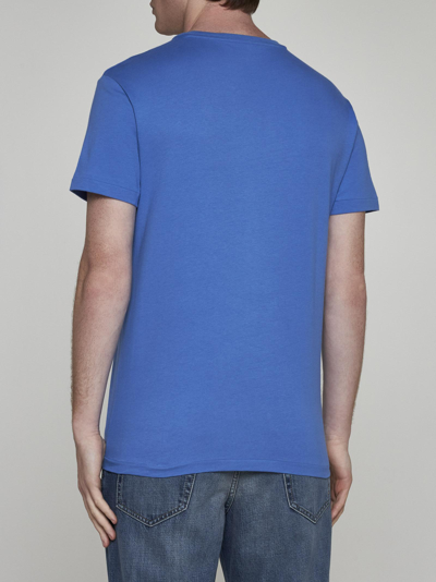 Shop Ralph Lauren Logo Cotton T-shirt In New England Blue