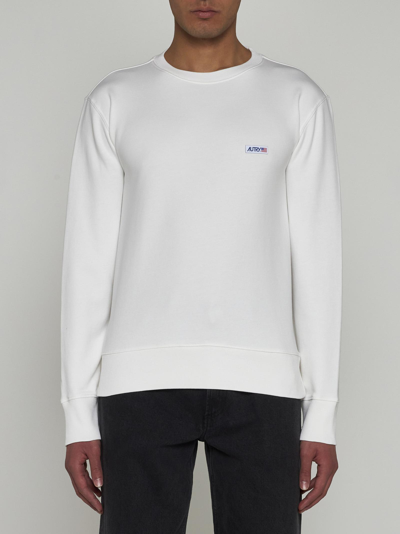 Shop Autry Logo Cotton Sweatshirt Fleece In White
