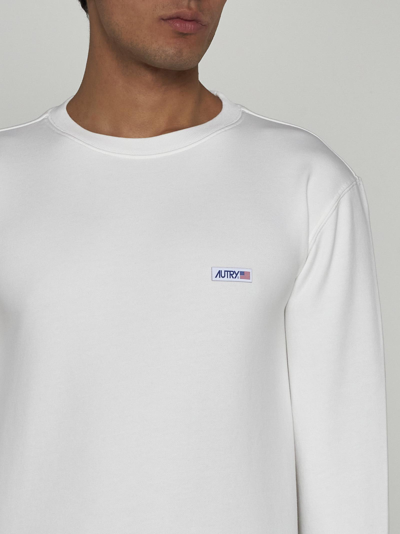 Shop Autry Logo Cotton Sweatshirt Fleece In White