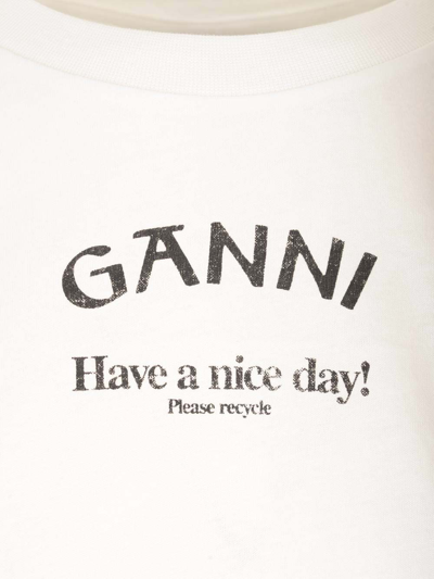 Shop Ganni Loose Fit T-shirt In White