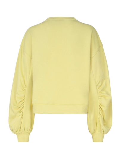 Shop Pinko Logo Embellished Long-sleeved Sweater In Yellow